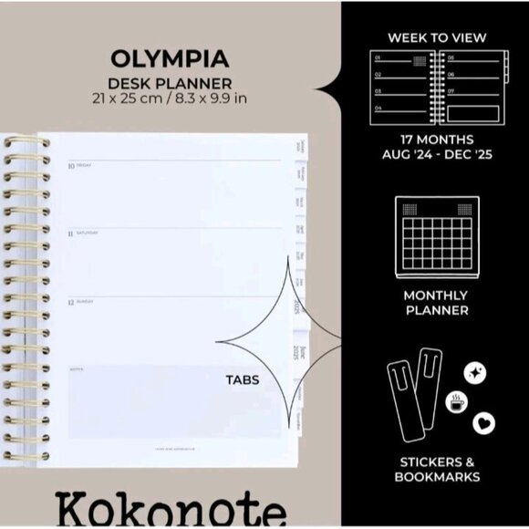 Kokonote Seasonal Flowers Planner 2024- Dec 2025 | 8.3 x 9.8 inches | - Picture 3 of 7